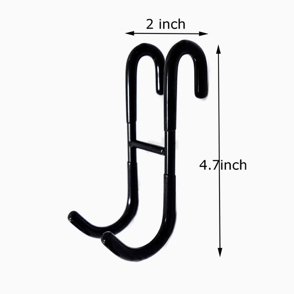 NIB 4 Black Rubber Coated StainlessSteel Glass Shower Narrow Hooks - Picture 4 of 15